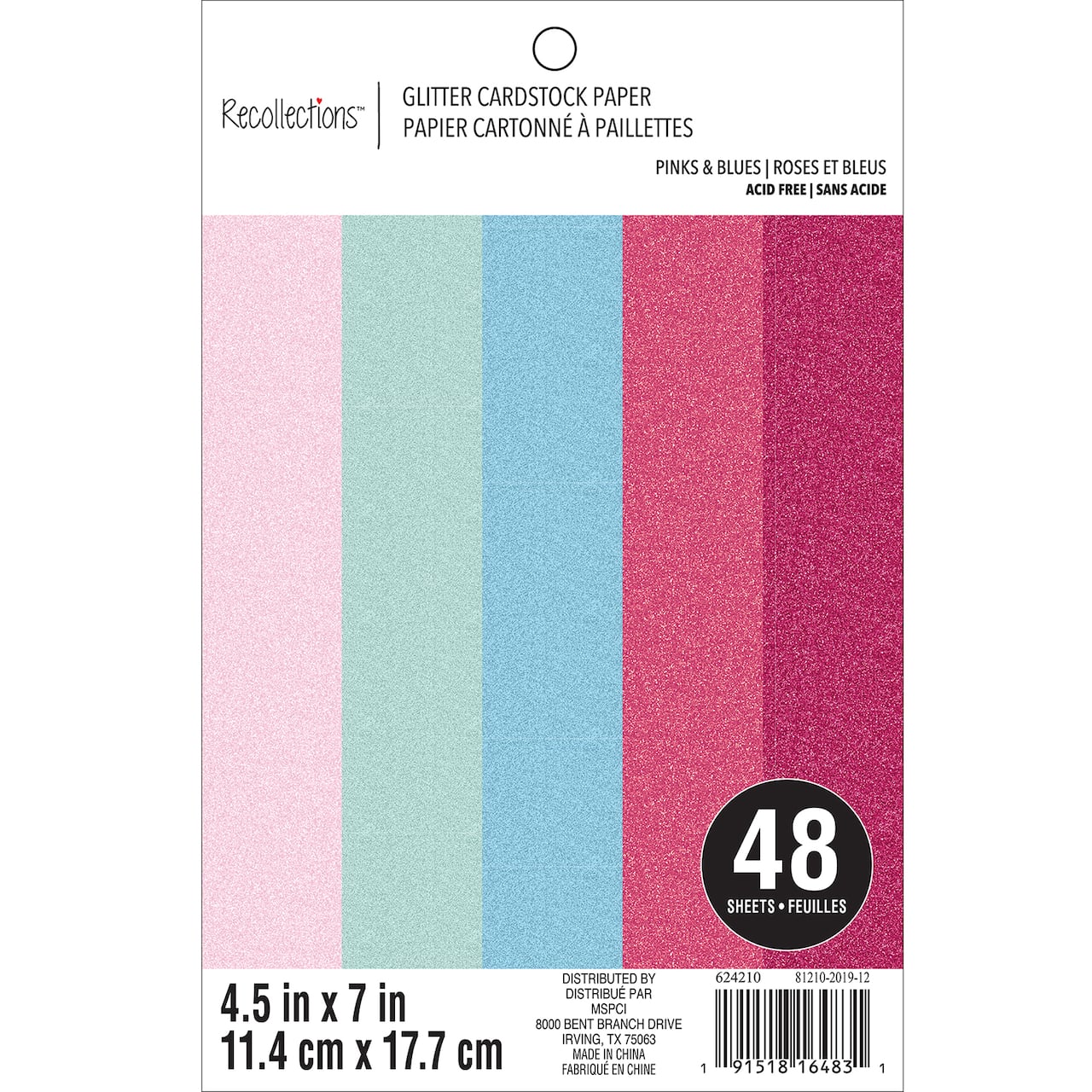 12 Pack: Pinks & Blues Glitter Cardstock Paper Pad by Recollections™, 4.5" x 7"